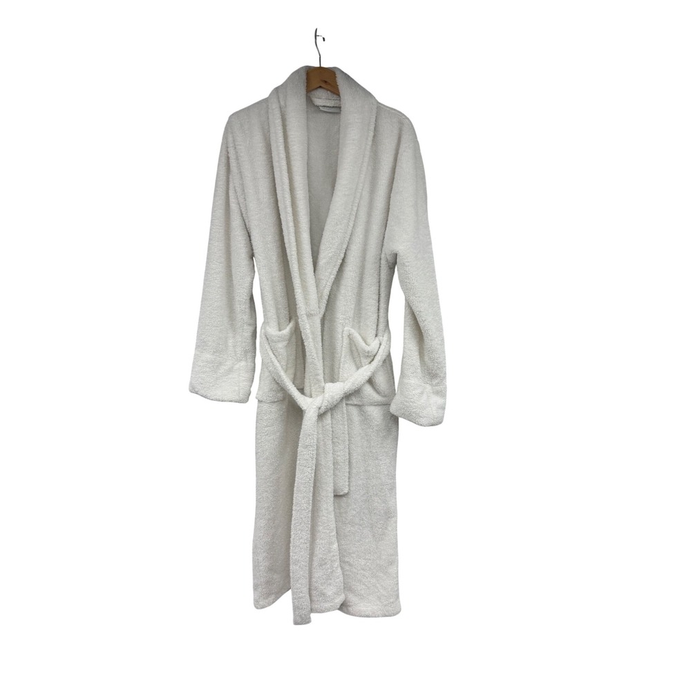 Bath & Body Works White Plush Fleece Robe Shawl Collar L/XL Made in Turkey